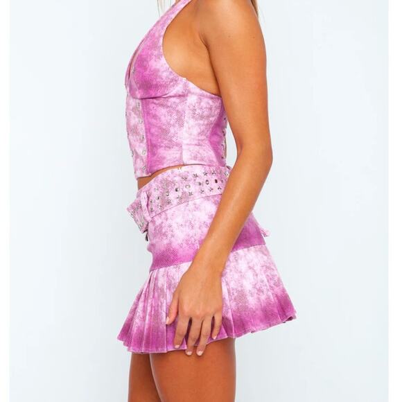 White Fox Mikaela Testa Promiscuous Mini Skirt Washed Pink Size Small NWT - Picture 4 of 12